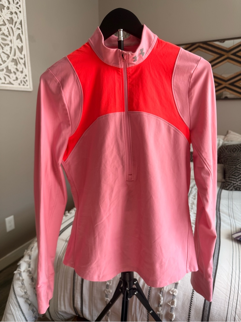 Under Armour Pink & Coral Quarter-Zip Performance Top